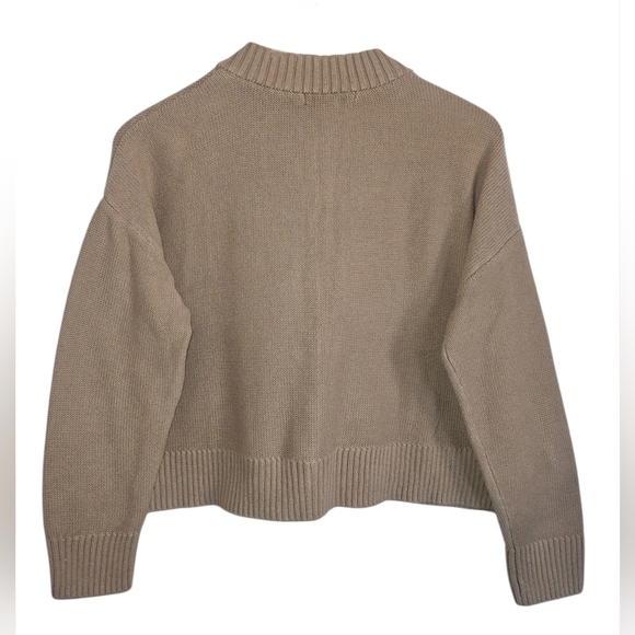Quince 100% Organic Cotton Cropped Cardigan in Camel Size S - Picture 2 of 4